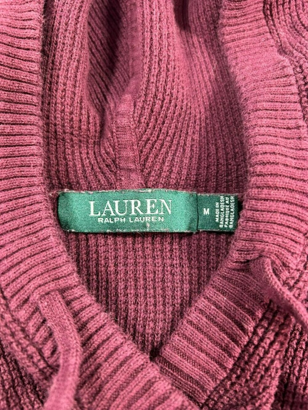 Lauren Ralph Lauren Womens Knit Hoodie Burgundy M Cotton Casual Pre-Owned - Picture 4 of 6